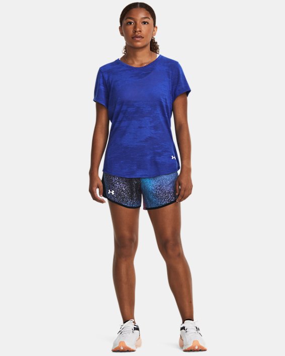 Women's UA Fly-By 2.0 Printed Shorts, Blue, pdpMainDesktop image number 2